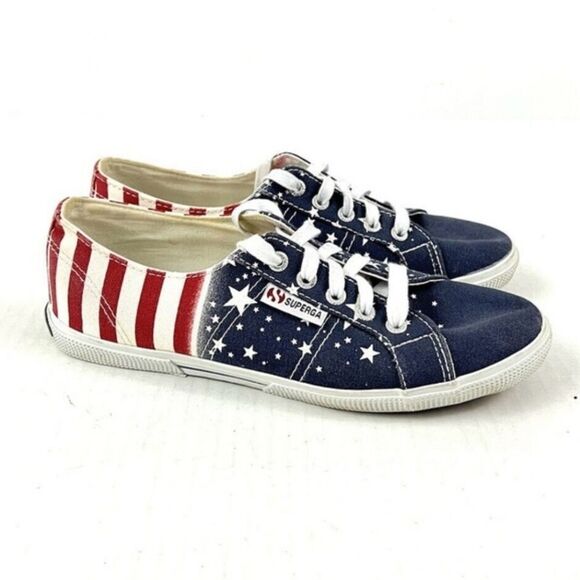 Superga 4th of July kicks RED WHITE BLUE Size 10 - Picture 1 of 7